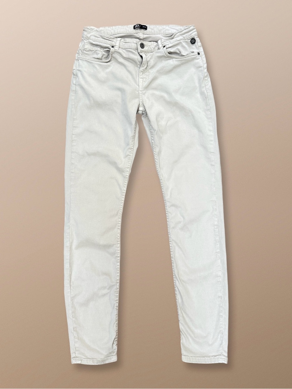 Light Beige Khaki Straight Leg Jeans High Rise Non Stretch Size 38 EUC